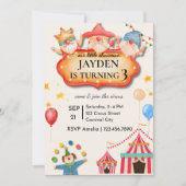 Editable Circus Birthday Invitation Kaart (Voorkant)