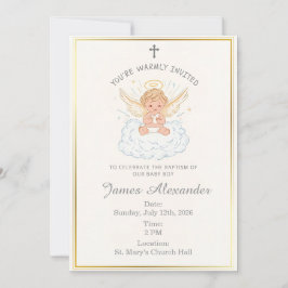 Editable Classic Baby Baptism Invitation Kaart
