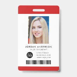 Editable Color Add Logo Barcode Employee Photo ID Badge