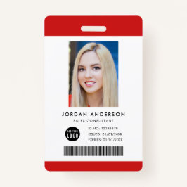 Editable Color Add Logo Barcode Employee Photo ID Badge