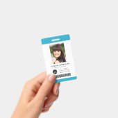 Editable Color Add Logo Barcode Employee Photo ID Badge (Handheld)