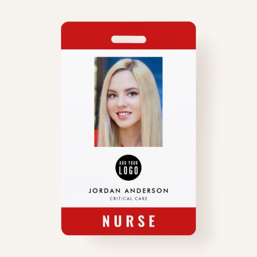 Editable Color Add Logo Medical Employee Photo ID Badge (Voorkant)