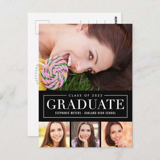 EDITABLE COLOR Afstuderen Briefkaart zonder rooste (Voorkant / Achterkant)