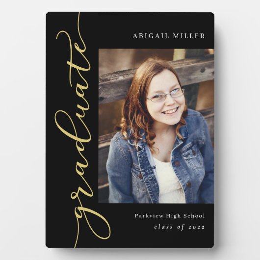 EDITABLE COLOR Afstuderen Plaque Fotoplaat (voorkant)