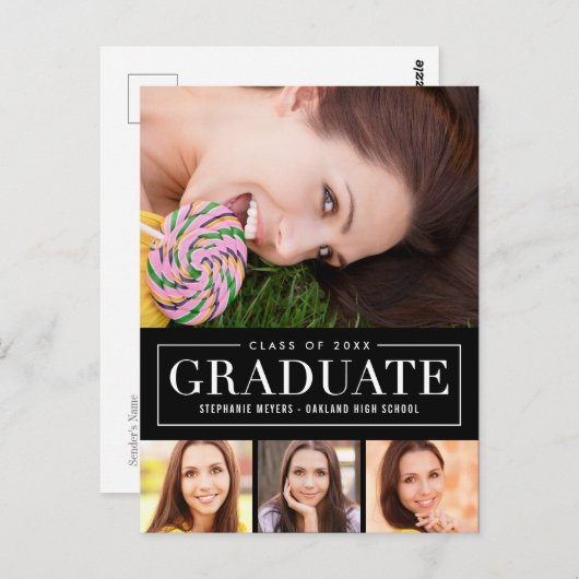 EDITABLE COLOR Afstuderen zonder rooster Briefkaart (Voorkant / Achterkant)