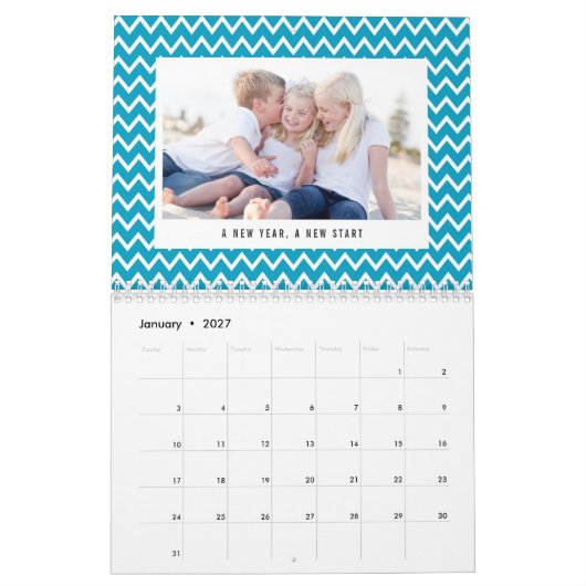 Editable Color and Caption Modern Photo Calendar Kalender (Jan 2027)