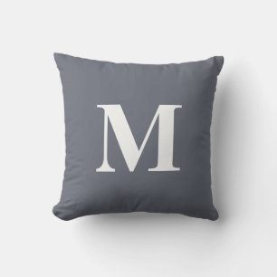 Editable Color Blue White Monogram Initiaal Buitenkussen