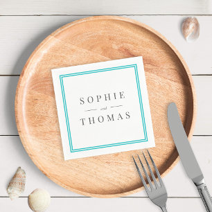 Editable Color Border Modern Classic Wedding Servet