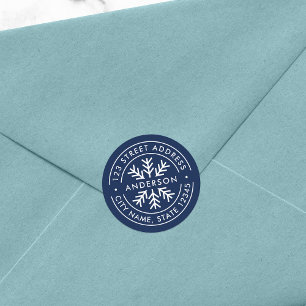 EDITABLE COLOR Border Snowflake Return Address Ronde Sticker