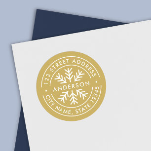 EDITABLE COLOR Border Snowflake Return Address Ronde Sticker