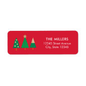 EDITABLE COLOR Cheerful Trees Holiday Address Etiket (Voorkant)
