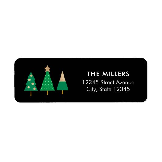 EDITABLE COLOR Cheerful Trees Holiday Address Etiket (Voorkant)