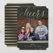 Editable Color Cheers Holiday Photo Card Feestdagenkaart (Voorkant / Achterkant)