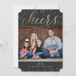 Editable Color Cheers Holiday Photo Card Feestdagenkaart