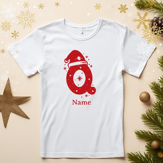 Editable Color Christmas Monogram Custom Name T-shirt