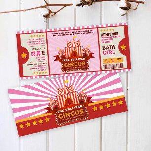 Editable Color Circus Ticket Couple Shower Kaart
