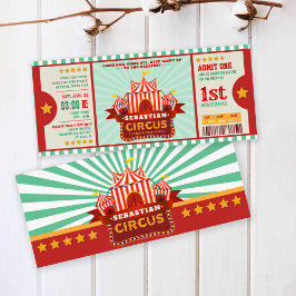 Editable Color Circus Ticket First Birthday Kaart