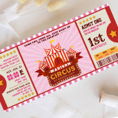 Editable Color Circus Ticket First Birthday Kaart