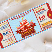 Editable Color Circus Ticket First Birthday Kaart