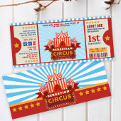 Editable Color Circus Ticket First Birthday Kaart