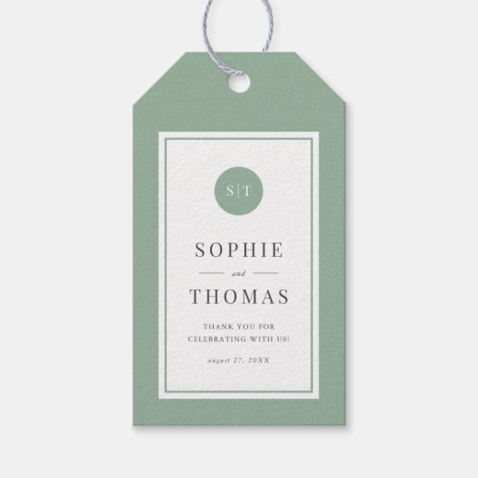 Editable Color Classic Round Monogram Weddenschap Cadeaulabel (Voorkant)