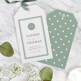 Editable Color Classic Round Monogram Weddenschap Cadeaulabel