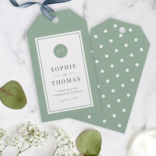 Editable Color Classic Round Monogram Weddenschap Cadeaulabel