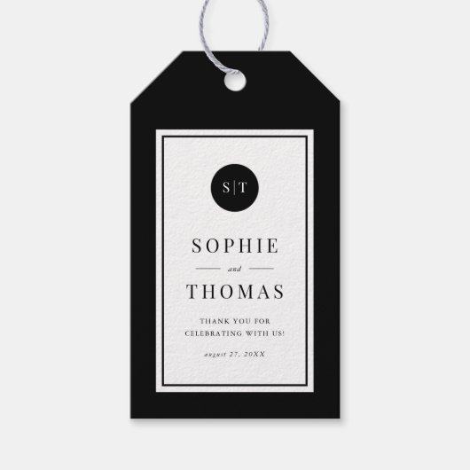 Editable Color Classic Round Monogram Weddenschap Cadeaulabel (Voorkant)