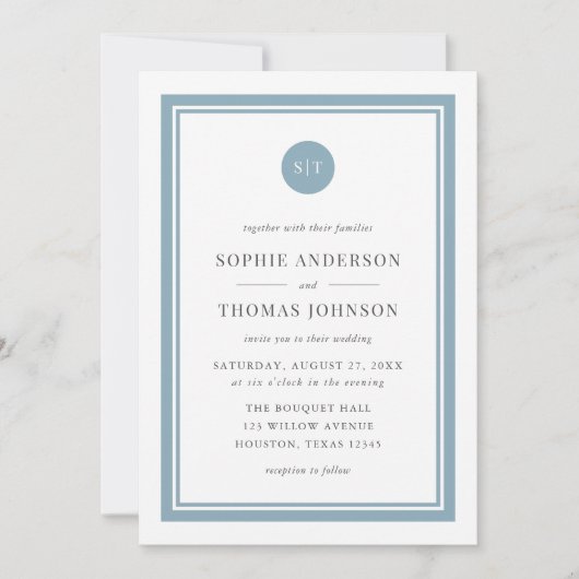 Editable Color Classic Round Monogram Weddenschap Kaart (Voorkant)