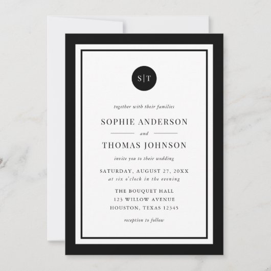 Editable Color Classic Round Monogram Weddenschap Kaart (Voorkant)