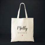 EDITABLE COLOR Custom Wedparty Tas<br><div class="desc">Een eenvoudig schattige,  persoonlijke canvas tas die zowel stijlvol als functioneel is. Volledig bewerkbare kleur,  inclusief de hartkleur. Ontwerp © Berry Berry Sweet. Bezoek onze website www.berryberrysweet.com voor overeenkomende objecten en meer stijlvolle design.</div>
