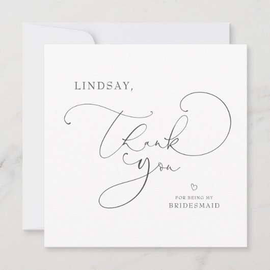 Editable Color Cute Script Bridesmaid Bedankt (Voorkant)