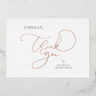 Editable Color Cute Script Bridesmaid Bedankt Folie Uitnodiging