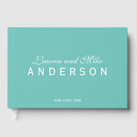 Editable Color Elegant Couple Name Wedding Script Gastenboek (Voorkant)