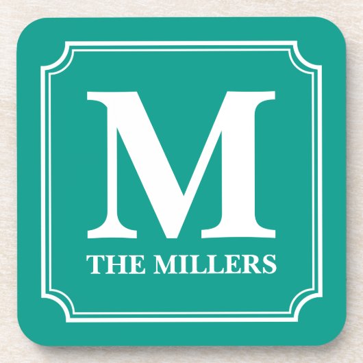 Editable Color Family Name Bar Pub Diner Monogram Onderzetter (Voorkant)