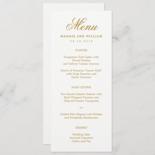 EDITABLE COLOR Flourt Script Menu Card (Voorkant / Achterkant)