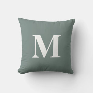 Editable Color Green White Monogram Initiaal Buitenkussen