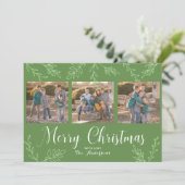 EDITABLE Color Hand Drawn Leawn Kerstfoto Feestdagenkaart (Staand voorkant)