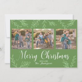 EDITABLE Color Hand Drawn Leawn Kerstfoto Feestdagenkaart