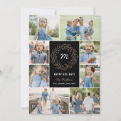 Editable Color Holiday WreatCollage Photo Card Feestdagenkaart (Voorkant)