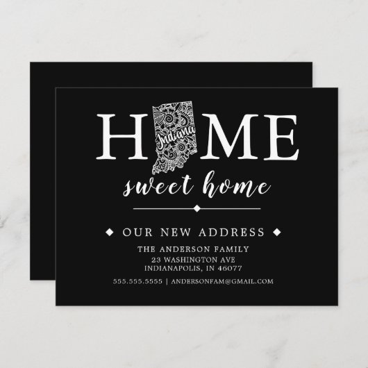 Editable Color INDIANA Moving Announance Kaart (Voorkant / Achterkant)