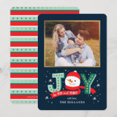 EDITABLE Color Joyful Snowman Holiday-fotokaart Feestdagenkaart (Voorkant / Achterkant)