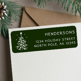 Editable Color Kerstmis Tree Return Address Green Etiket