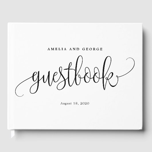 EDITABLE COLOR Lovely Calligraphy LCC Wedding Gastenboek (Voorkant)