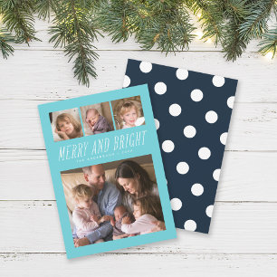 Editable Color Merry en Bright Photo Holiday Card Feestdagenkaart