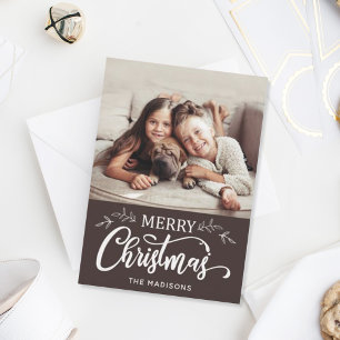 Editable Color Merry Kerstmis Foto Holiday Kaart