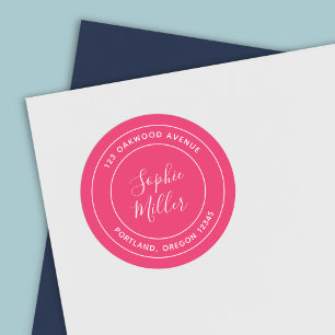 Editable Color Modern Calligraphy Return Address Ronde Sticker