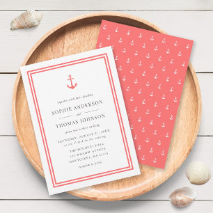 Editable Color Modern Classic Anchor Wedding Kaart