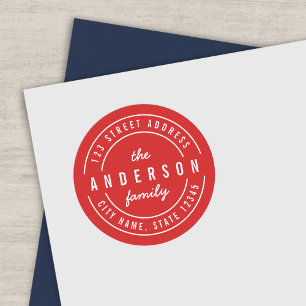 EDITABLE Color Moderne Bold Family Return Address Ronde Sticker