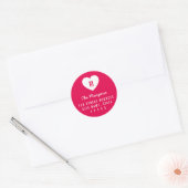 Editable Color Monogram White Heart Family Address Ronde Sticker (Envelop)